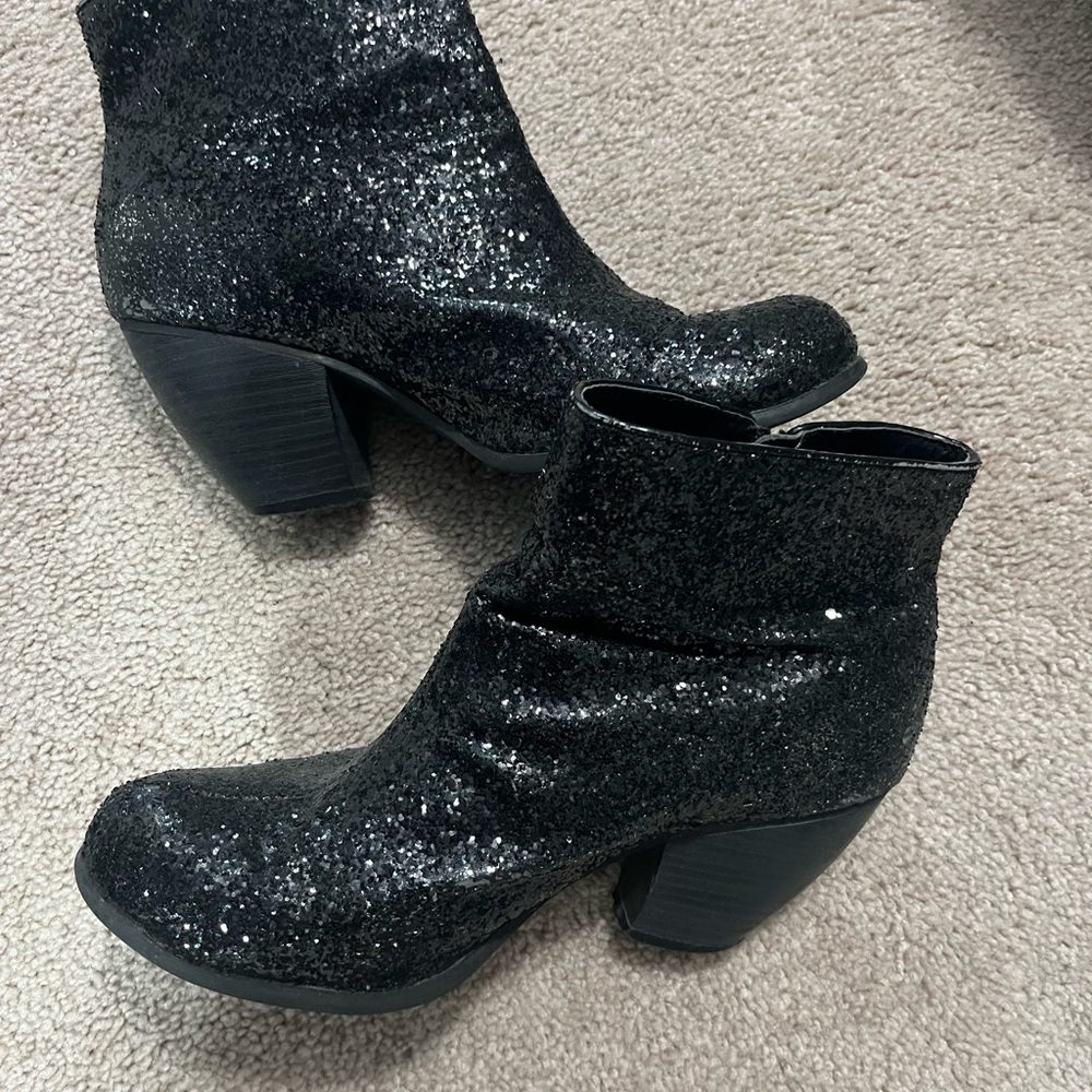 Glittery Black Ankle Boots